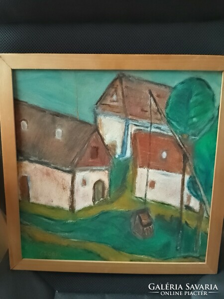 Signed painting on the edge of the village!