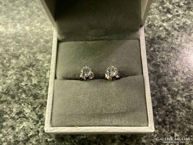 Platinum earrings brill cut moissanite /moissanite/ stone 1ct / white gold color