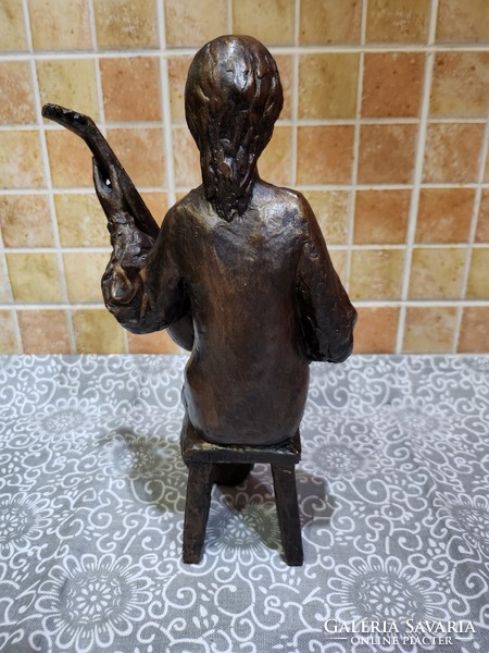 Tibor Rieger bronzed lady with a lute