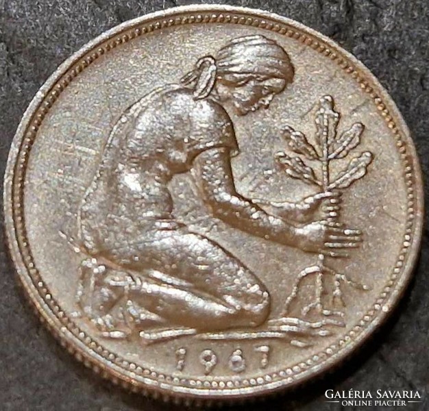 Németország 50 pfennig, 1967.  Verdejel "D" - München