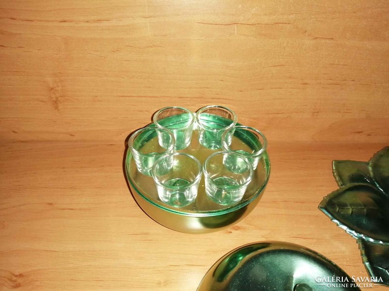Retro alma formájú italos kínáló készlet zöld színű, soha nem használt! (bb)