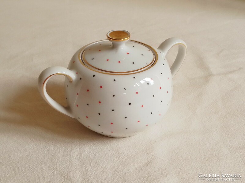 Lovely little Bavarian Arzberg porcelain bonbonier with old polka dots, sugar bowl with lid