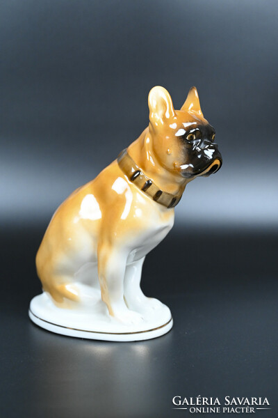 Large Lomonosov porcelain statue, French bulldog