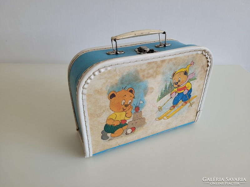 Retro old teddy bear small children's suitcase teddy bear bag mid century toy