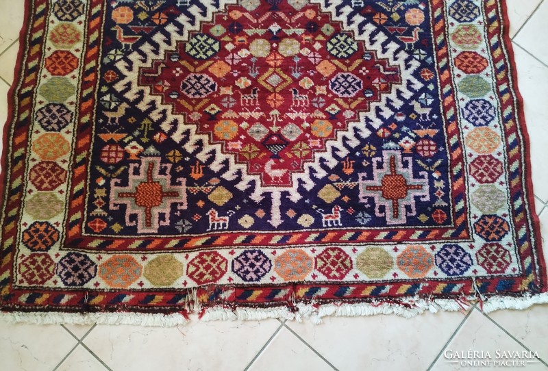 Caucasian shirvan carpet with animal motifs - 120x260 cm