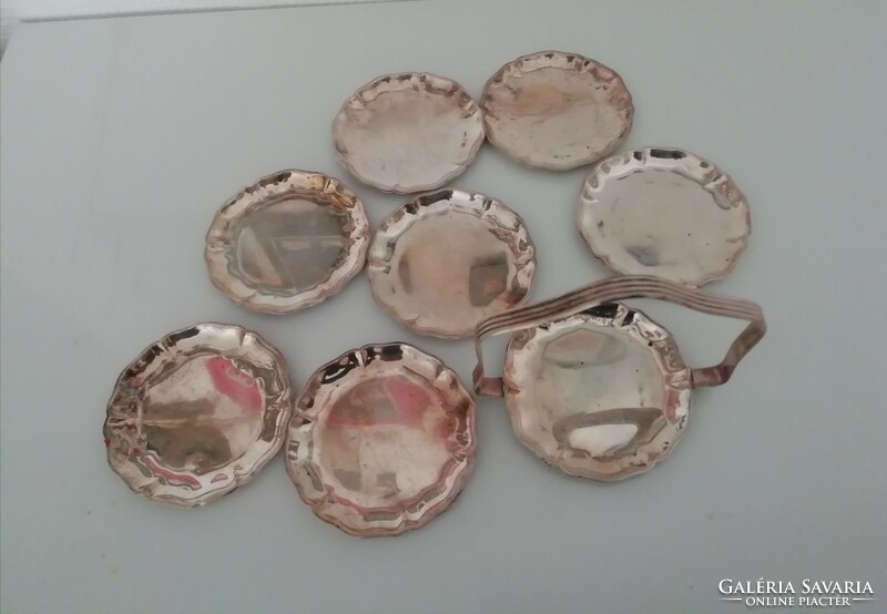 Silver coasters, 8 pieces, with holder, 1920 k. Becs, a. Sturm