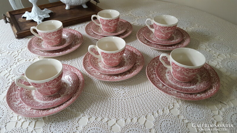 English Eit faience tea set, breakfast trio 6 pcs.