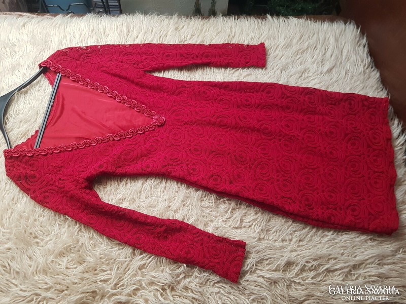 Piros csipkeruha női ruha S