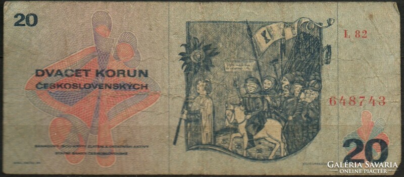 D - 252 -  Külföldi bankjegyek:  Csehszlovákia 1970  20 korona