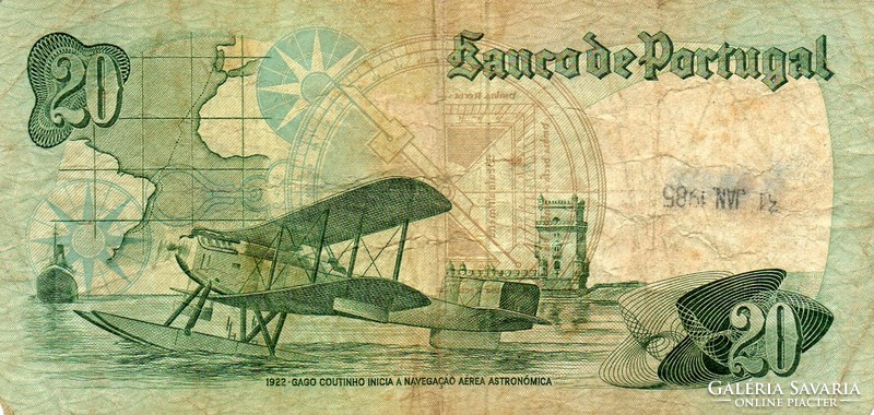 D - 262 -  Külföldi bankjegyek:  Portugália 1978  20 escudos