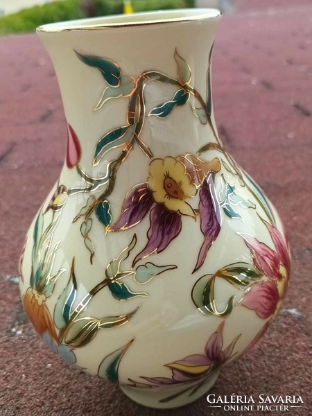 Zsolnay orchidea váza – aranyfestéses – Zsolnay Hungary Pécs Hand Painted