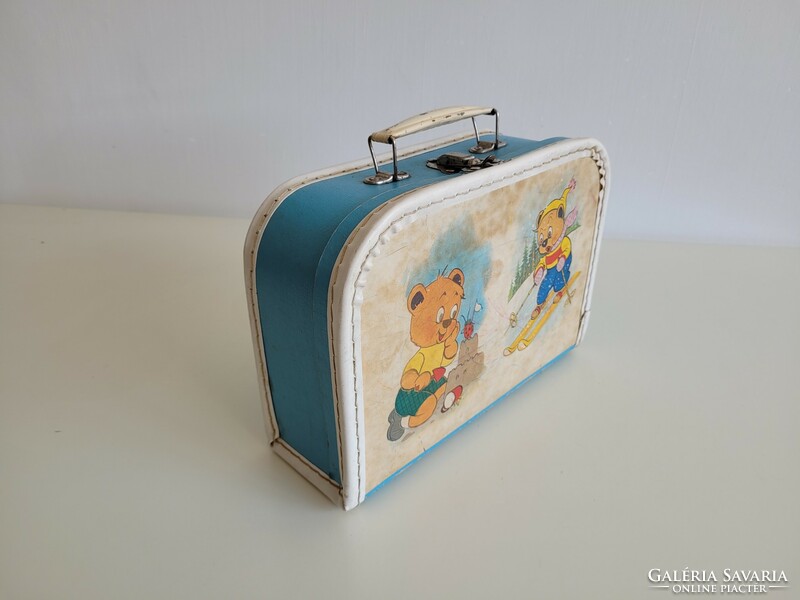 Retro old teddy bear small children's suitcase teddy bear bag mid century toy