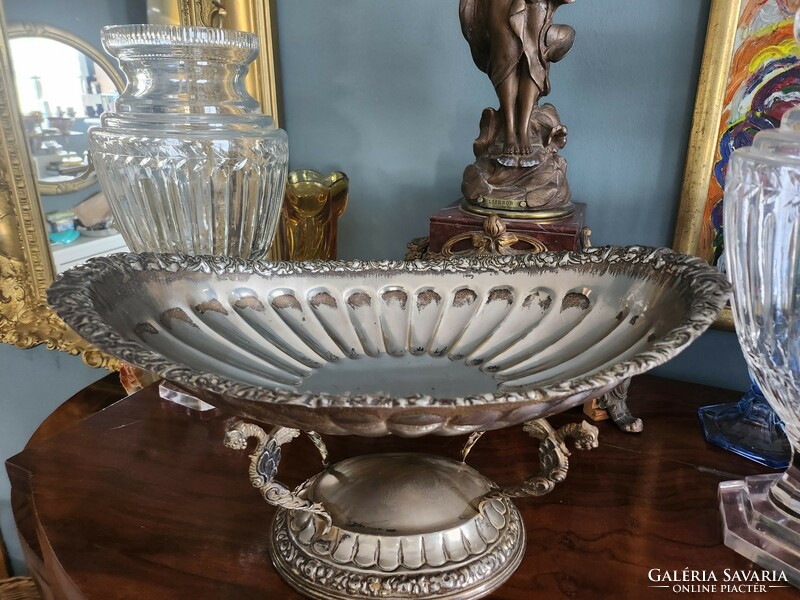 Antique silver tray, table centre