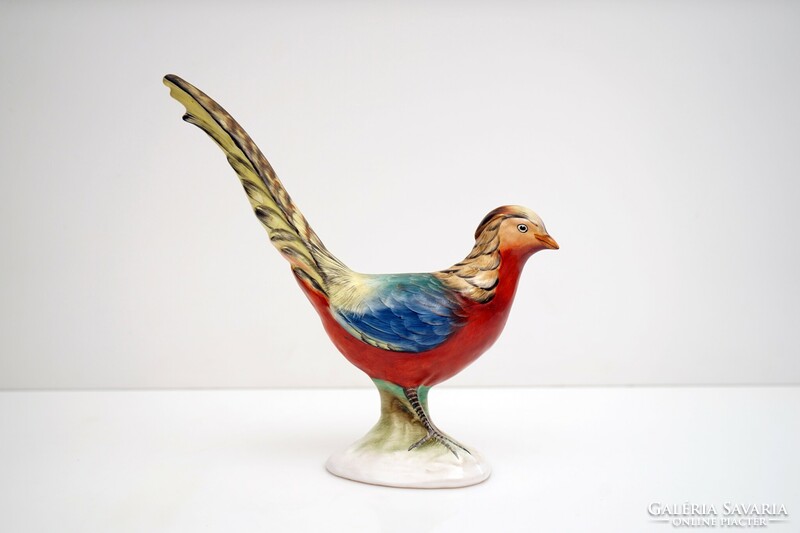 Old Bodrogkeresztúr ceramic pheasant / retro Hungarian ceramics / hand painted