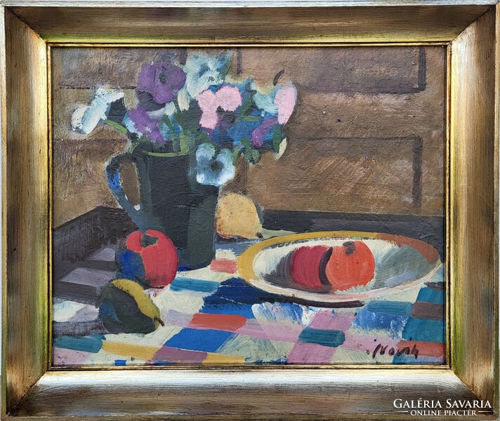 András Novák (1936 - ) still life c. Gallery painting with original guarantee!