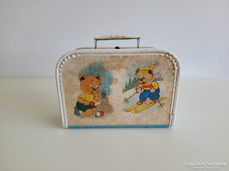 Retro old teddy bear small children's suitcase teddy bear bag mid century toy