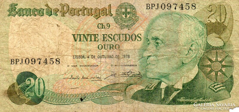 D - 281 - foreign banknotes: Portugal 1978 20 escudos