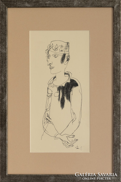 Collector's item! Ink drawing by Endre Szasz - Prince, with certificate of authenticity