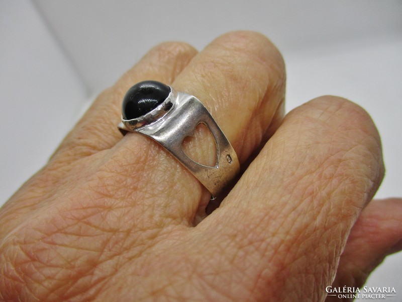 Szépséges  régi art deco ónix köves ezüstgyűrű