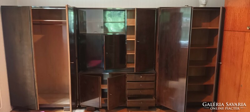 Bauhaus type dark brown cabinet consisting of three elements