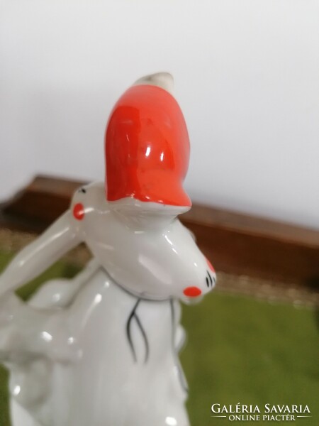 Retro Russian sysert porcelain girl with goose, repaired