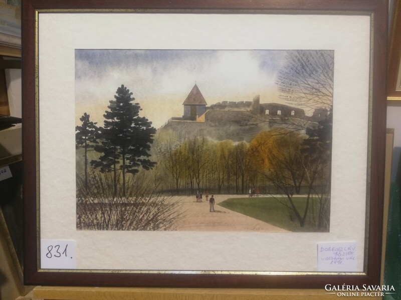 József Dobroszláv Visegrád castle with walkers 1991.