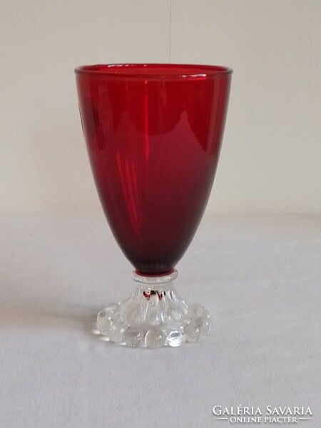 Wine red dark crimson red base ancor hocking goblet cup lancaster usa american