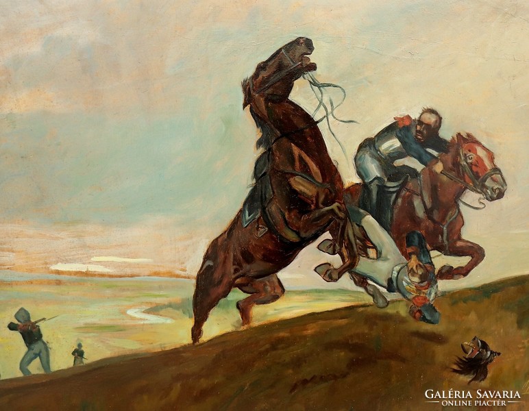 Battle scene, excellent painting, 1914.