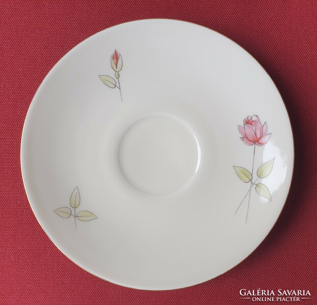 6db Winterling Marktleuthen Bavaria német porcelán csészealj kistányér tányér rózsa virág mintával