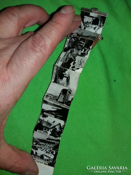 RETRO trafikáru apró fémkönyvecske leporellós fotókkal utazó emlék medál VISEGRÁD a képek szerint