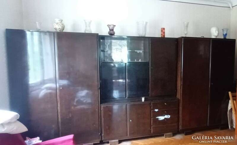 Bauhaus type dark brown cabinet consisting of three elements