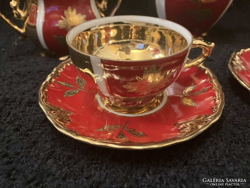 Rieber Bavarian German porcelain tea set with gilded decoration.