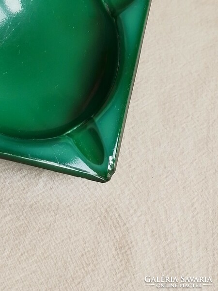 Antique old Czech green malachite glass small ashtray 6.6 cm