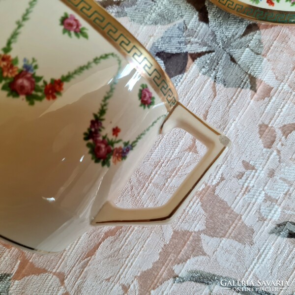 Antique Sarreguemines faience rose garland tea/coffee set
