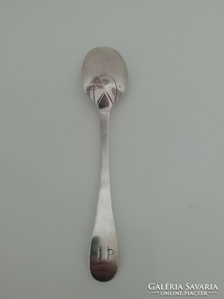 Antique silver, baroque soup spoon. Marked pest (h) 1781-1783. Jozsef Ferenc Trauszl