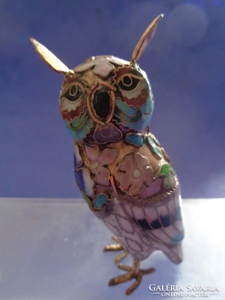 Owl copper base enamel technique