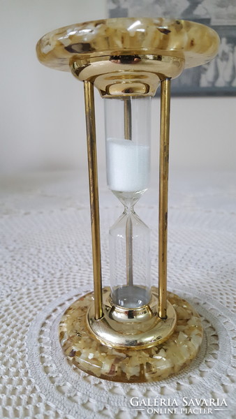 Large copper hourglass with mother-of-pearl inlay