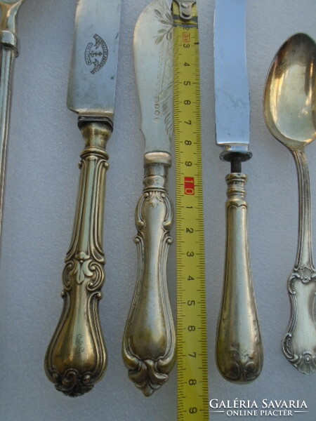 The dimensions of the six-piece antique serving set are in the photo