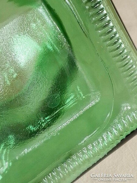 Nagy zöld szögletes öntött üveg konyhai tároló tartó edény parafa dugó tetővel