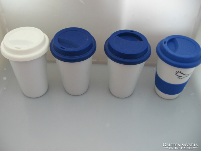 Porcelain walking mugs with silicone lids