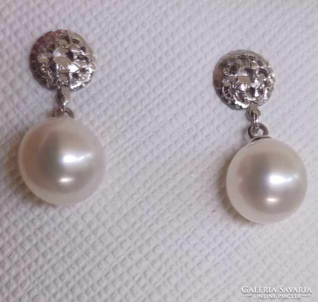 White gold earrings sea pearl akoya unworn certificate