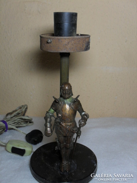 Antique bronze - pewter statue lamp