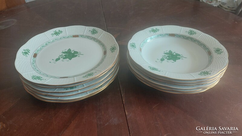 Herend Appony pattern flat and deep plate 6 each,