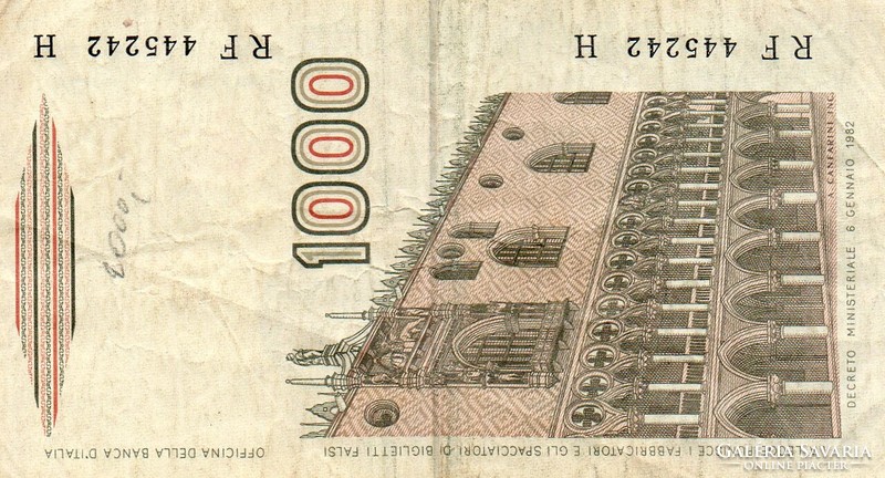D - 275 -  Külföldi bankjegyek:  Olaszország  1982   1000 kira