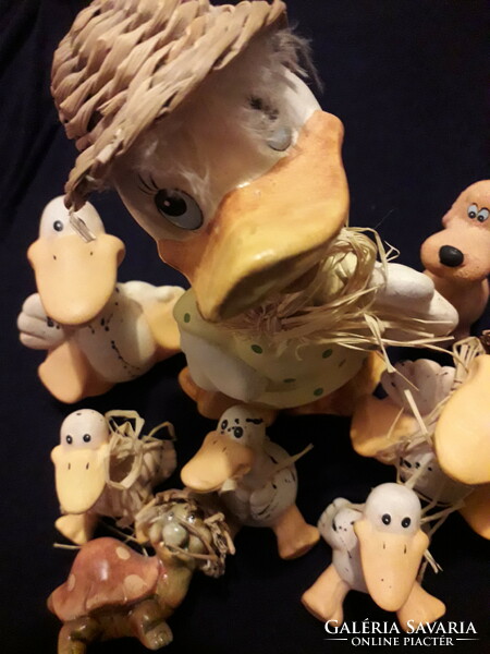 Ceramic duck family figurines big and small together 8 pcs. Mixed