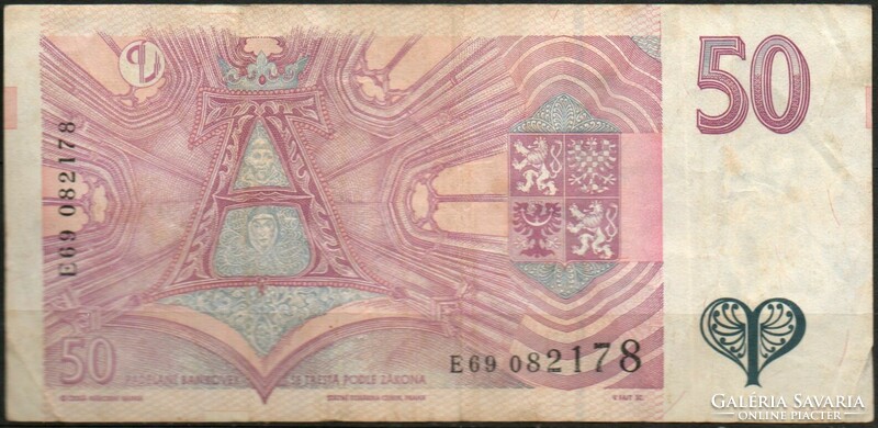 D - 255 -  Külföldi bankjegyek:  Csehország 1997  50  korona