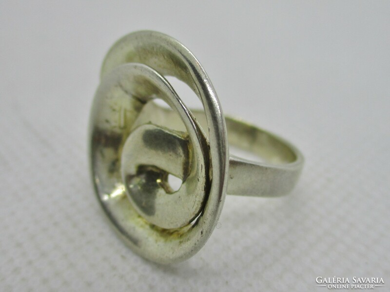 Special handcrafted silver ring with a spiral line
