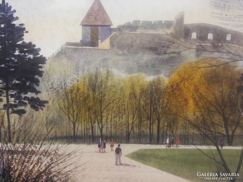 József Dobroszláv Visegrád castle with walkers 1991.