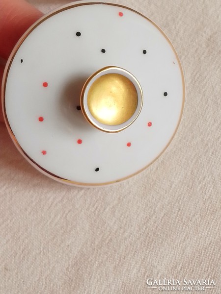 Lovely little Bavarian Arzberg porcelain bonbonier with old polka dots, sugar bowl with lid