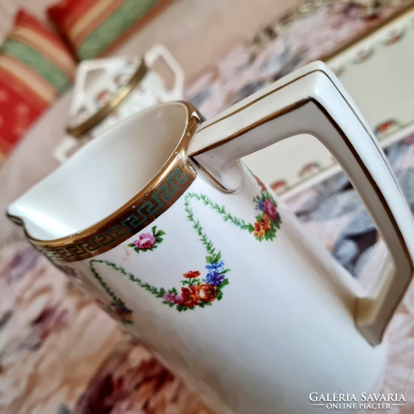 Antique Sarreguemines faience rose garland tea/coffee set